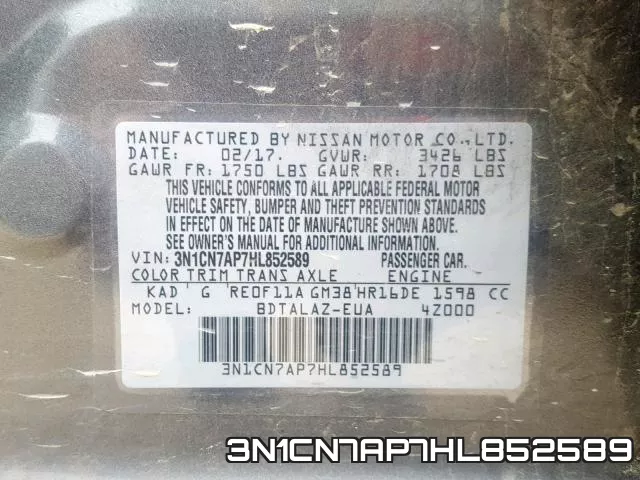 3N1CN7AP7HL852589 фото 2