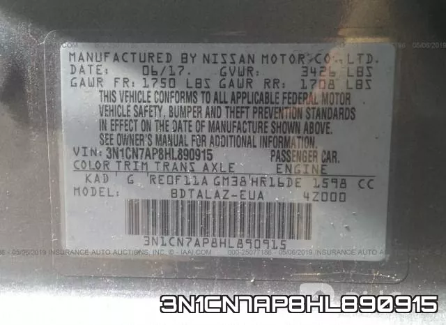 3N1CN7AP8HL890915 фото 10