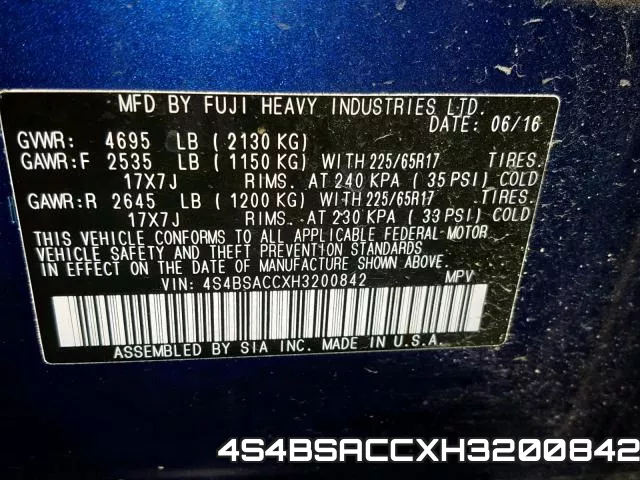 4S4BSACCXH3200842 фото 2