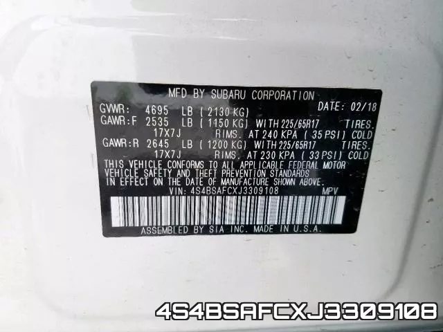 4S4BSAFCXJ3309108 фото 2