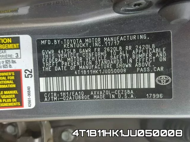 4T1B11HK1JU050008 фото 2