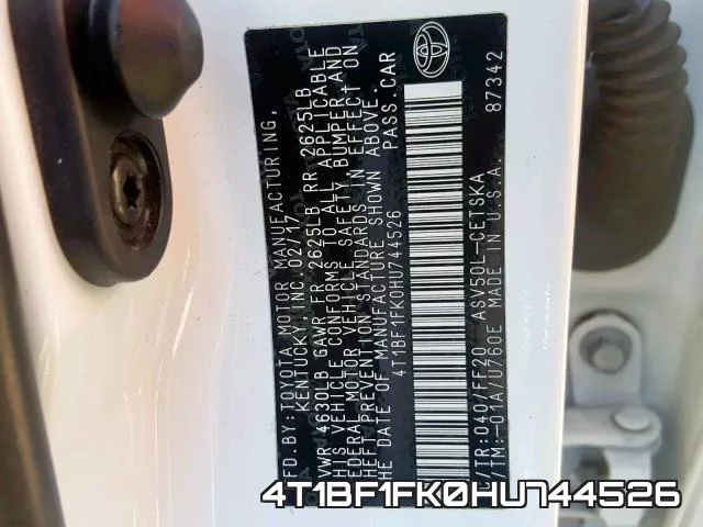 4T1BF1FK0HU744526 фото 2