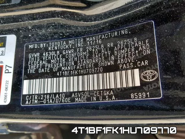 4T1BF1FK1HU709770 фото 2