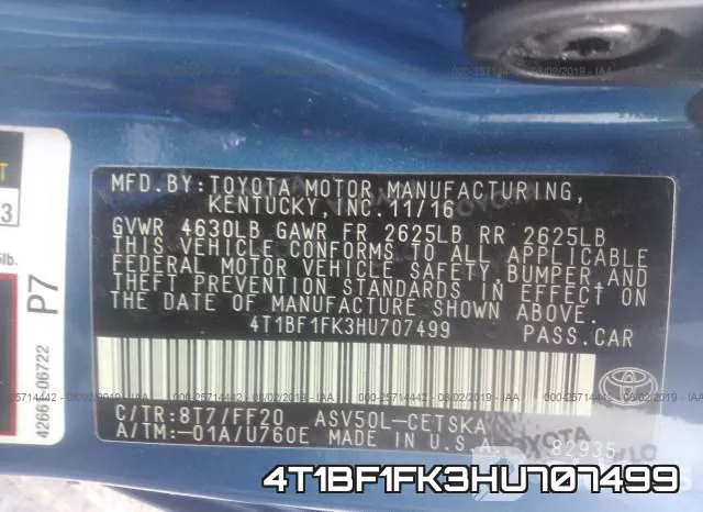 4T1BF1FK3HU707499 фото 10