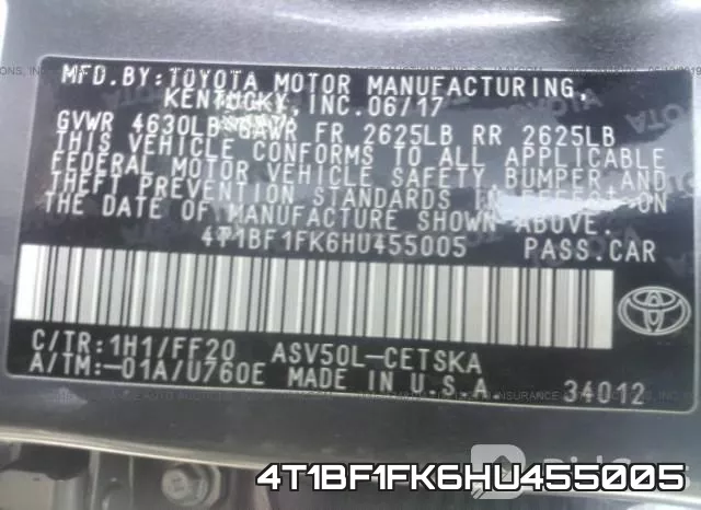 4T1BF1FK6HU455005 фото 10