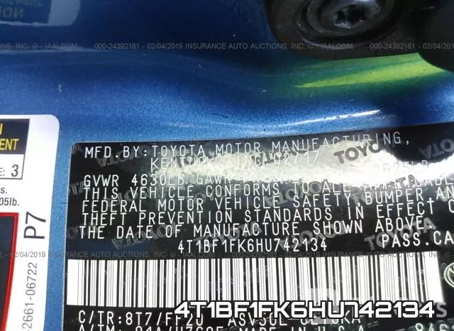 4T1BF1FK6HU742134 фото 10