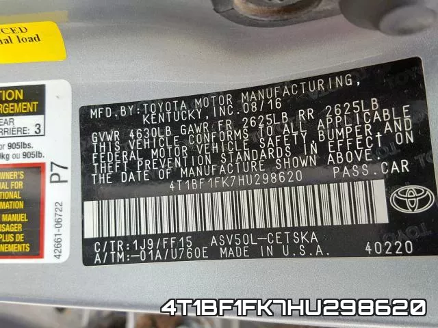 4T1BF1FK7HU298620 фото 2