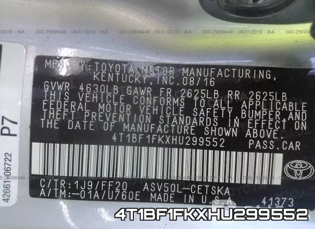 4T1BF1FKXHU299552 фото 10