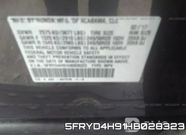 5FRYD4H91HB028323 фото 10