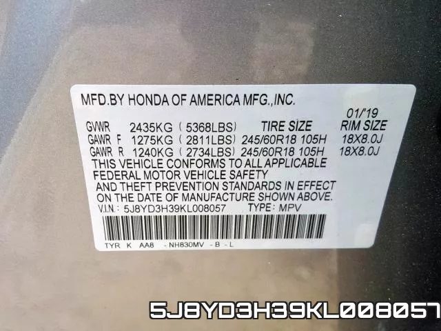 5J8YD3H39KL008057 фото 2