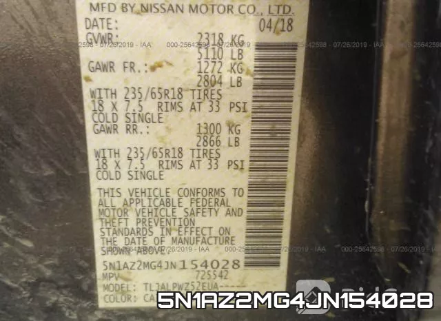 5N1AZ2MG4JN154028 фото 10