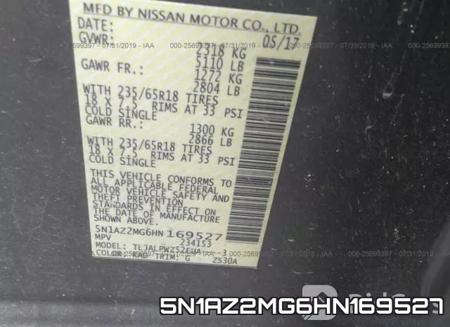 5N1AZ2MG6HN169527 фото 10