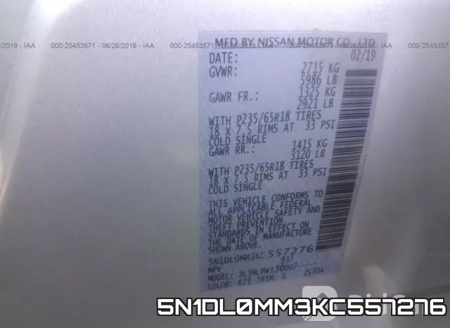 5N1DL0MM3KC557276 фото 10
