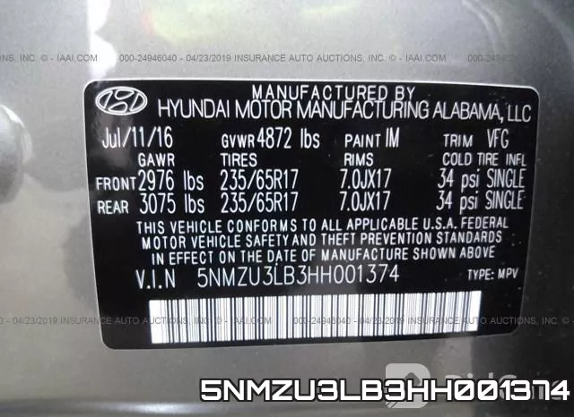 5NMZU3LB3HH001374 фото 10
