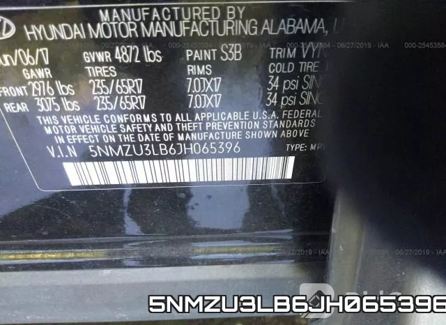 5NMZU3LB6JH065396 фото 10
