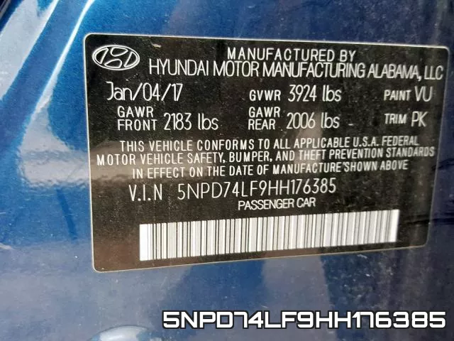 5NPD74LF9HH176385 фото 2
