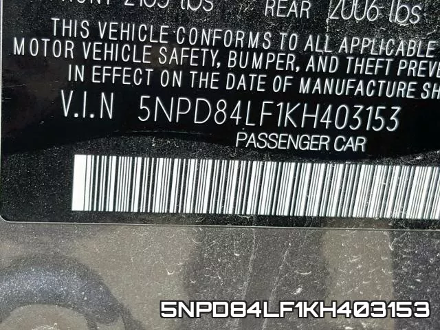 5NPD84LF1KH403153 фото 2