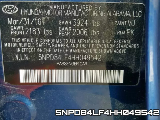 5NPD84LF4HH049542 фото 2
