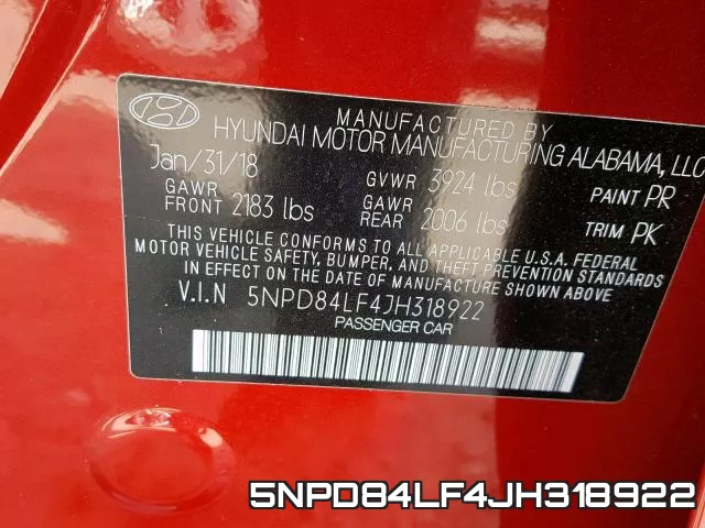 5NPD84LF4JH318922 фото 2