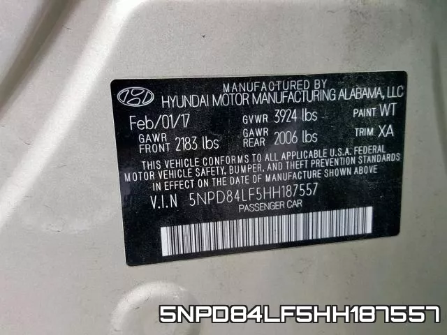 5NPD84LF5HH187557 фото 2