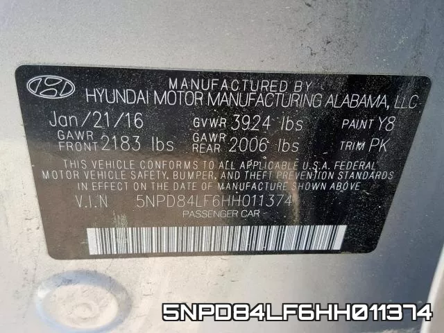 5NPD84LF6HH011374 фото 2
