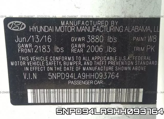 5NPD94LA9HH093764 фото 10