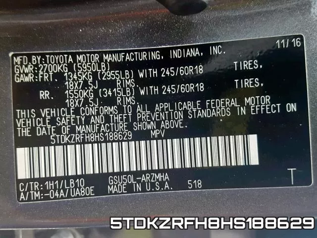 5TDKZRFH8HS188629 фото 2