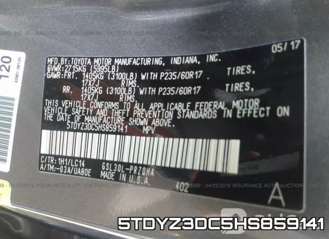 5TDYZ3DC5HS859141 фото 10
