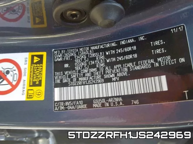 5TDZZRFH1JS242969 фото 2