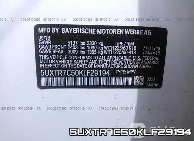 5UXTR7C50KLF29194 фото 10