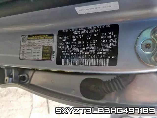 5XYZT3LB3HG497189 фото 2