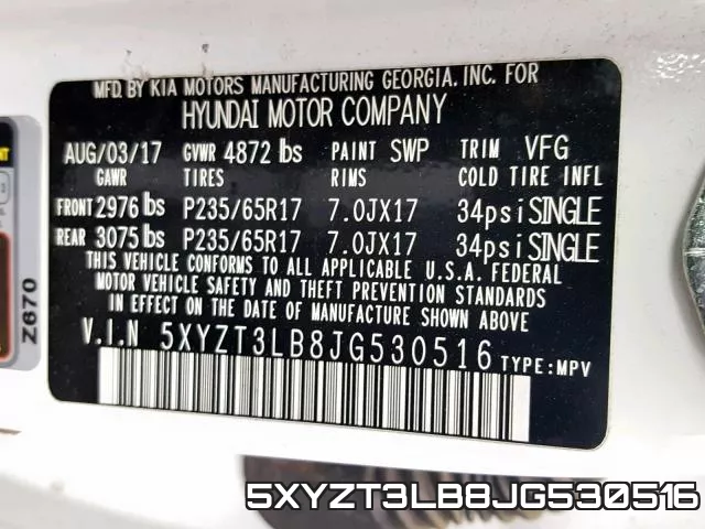 5XYZT3LB8JG530516 фото 2