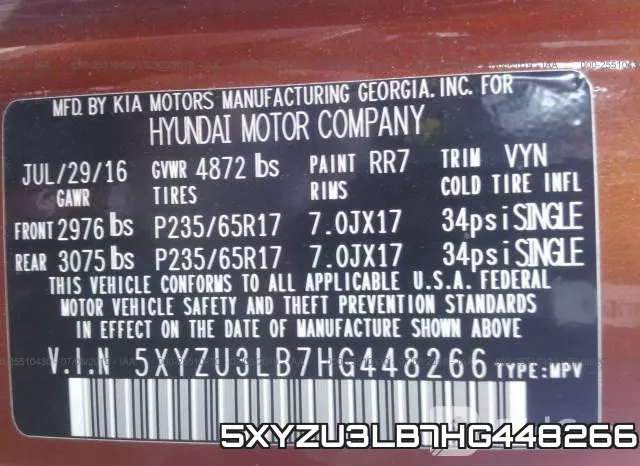 5XYZU3LB7HG448266 фото 10