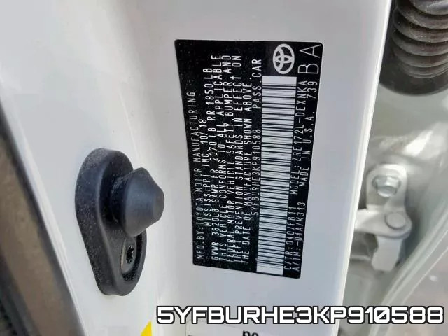 5YFBURHE3KP910588 фото 2