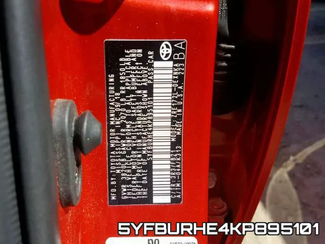 5YFBURHE4KP895101 фото 2