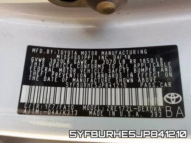 5YFBURHE5JP841210 фото 2