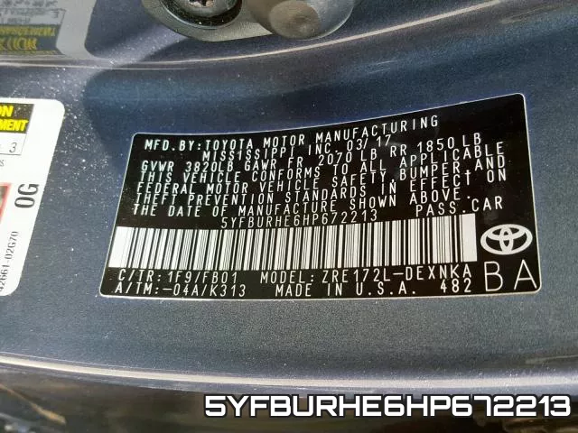 5YFBURHE6HP672213 фото 2