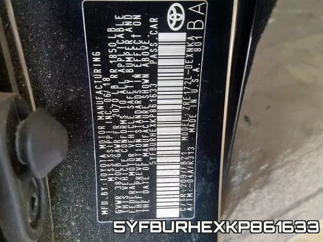 5YFBURHEXKP861633 фото 2