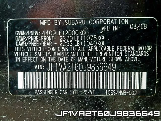 JF1VA2T60J9836649 фото 2