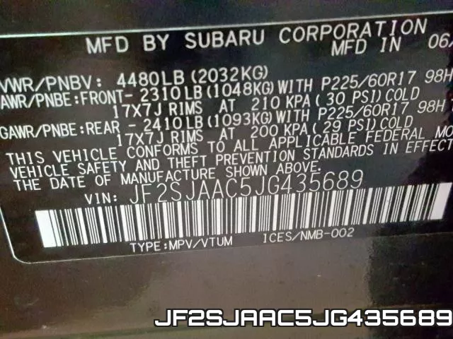 JF2SJAAC5JG435689 фото 2
