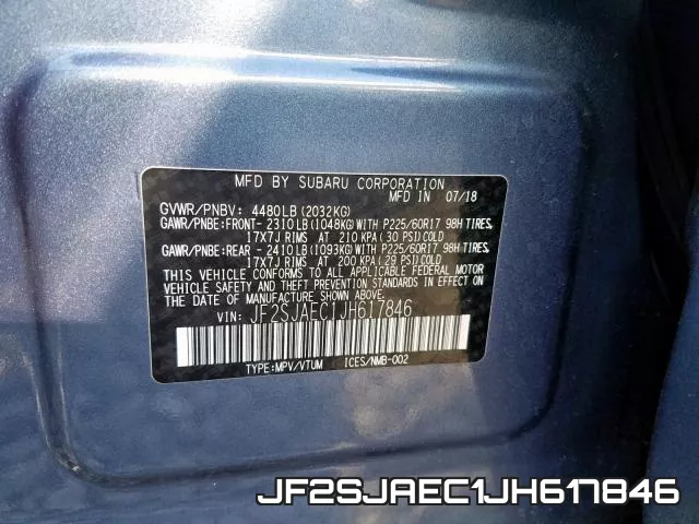 JF2SJAEC1JH617846 фото 2