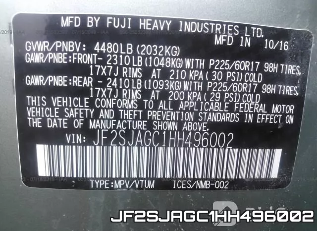 JF2SJAGC1HH496002 фото 10