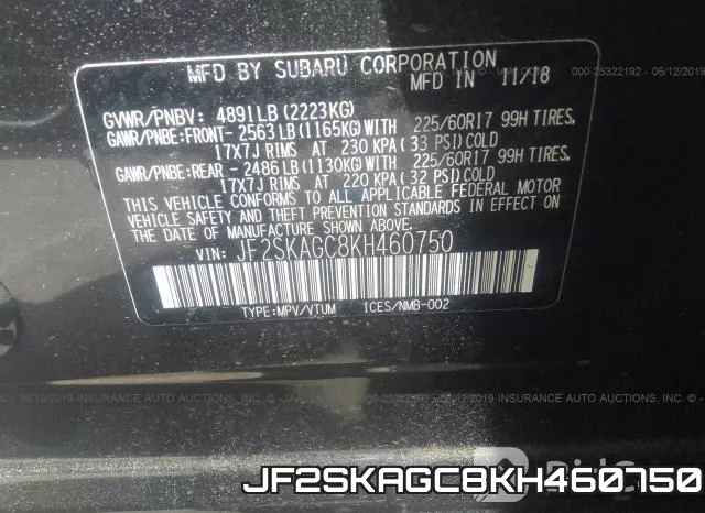 JF2SKAGC8KH460750 фото 10
