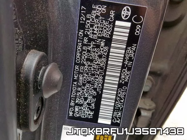 JTDKBRFU1J3587438 фото 2