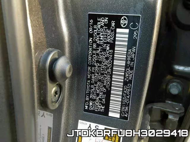 JTDKBRFU8H3029418 фото 2