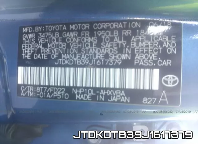 JTDKDTB39J1617379 фото 10