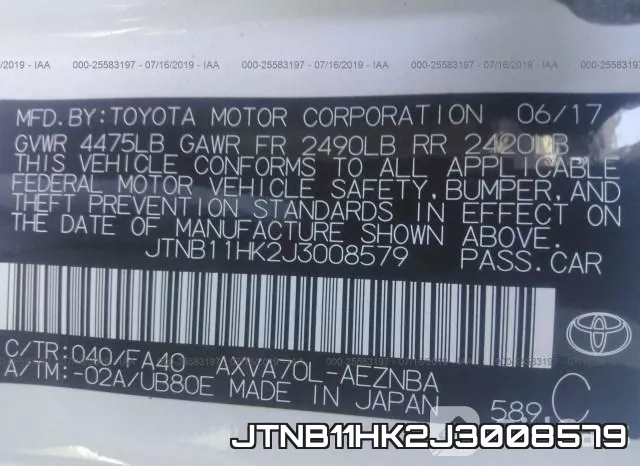 JTNB11HK2J3008579 фото 10