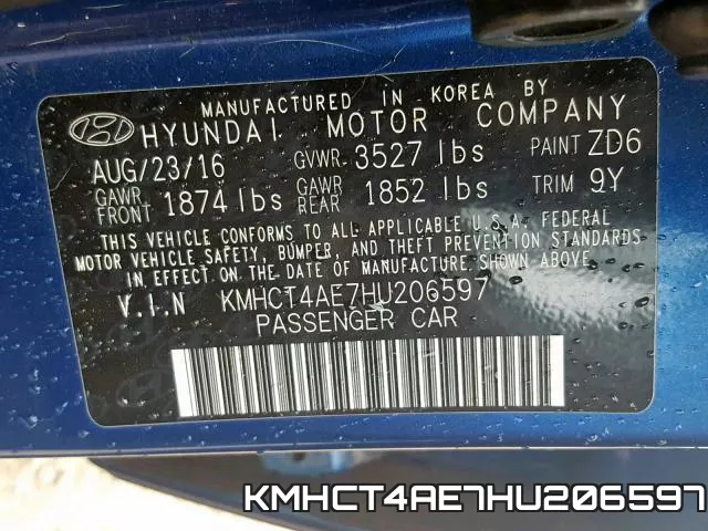 KMHCT4AE7HU206597 фото 2