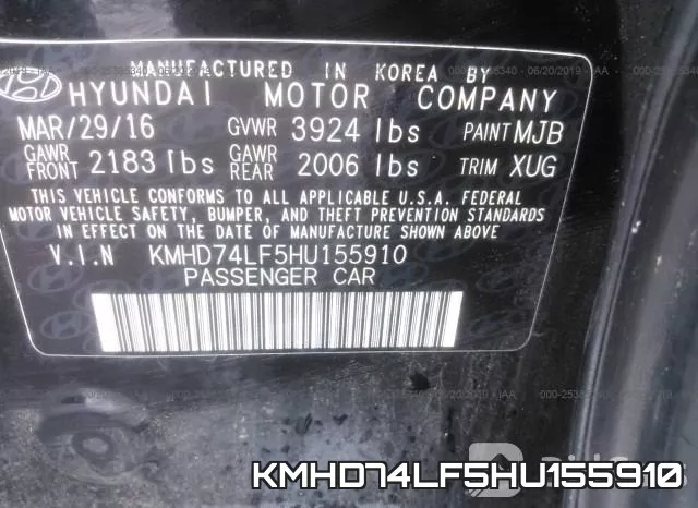 KMHD74LF5HU155910 фото 10