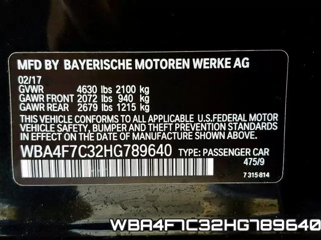 WBA4F7C32HG789640 фото 2